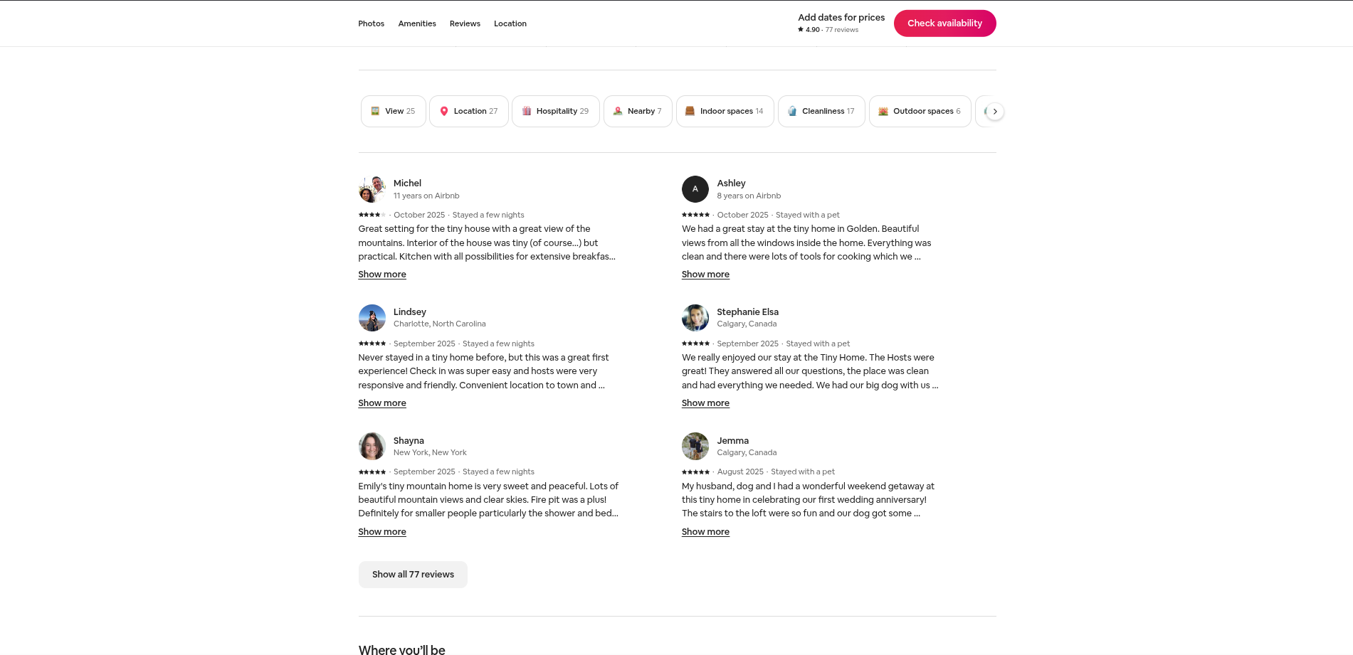 Guest reviews from Airbnb listing